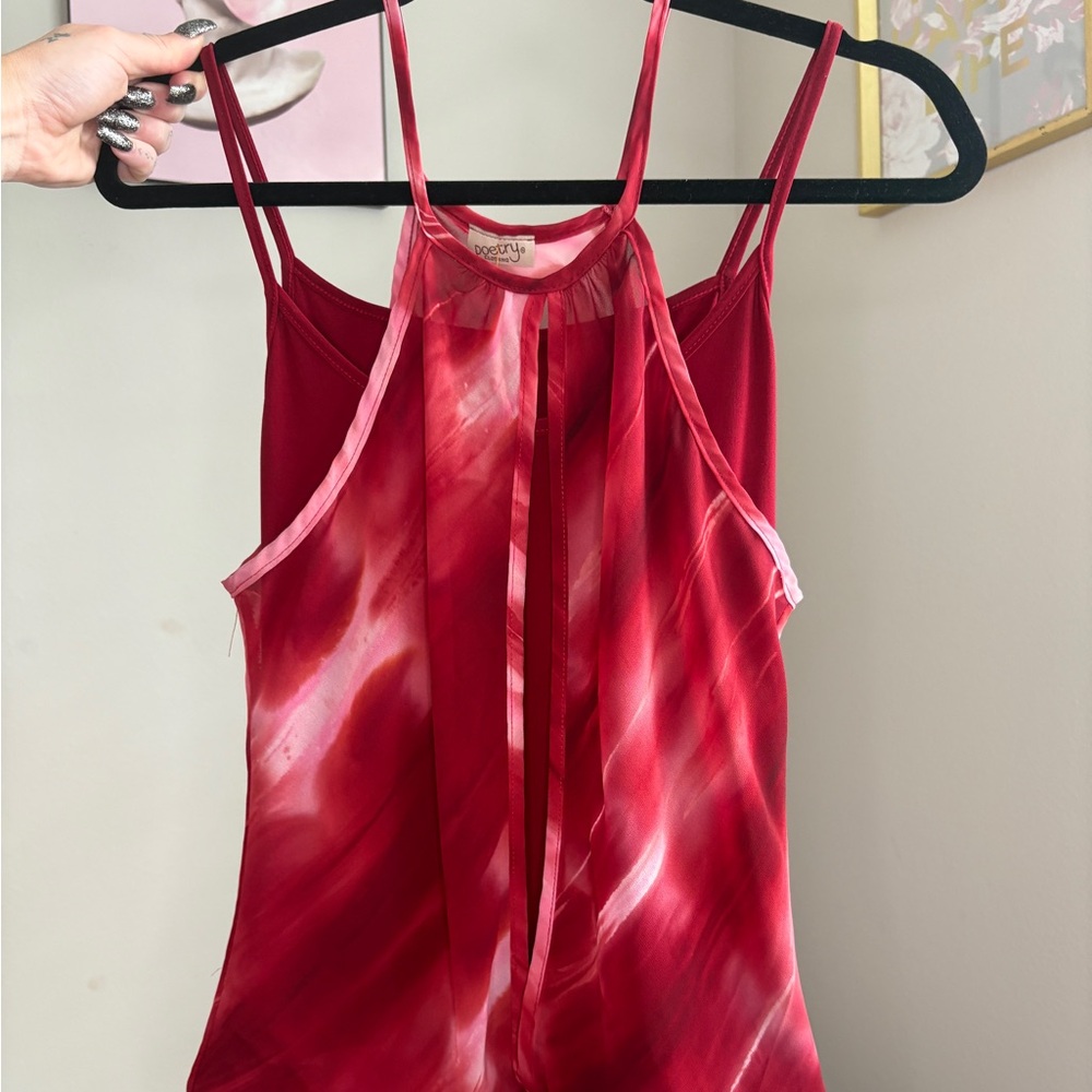 y2k vintage paper tag Poetry Red Camisole Top